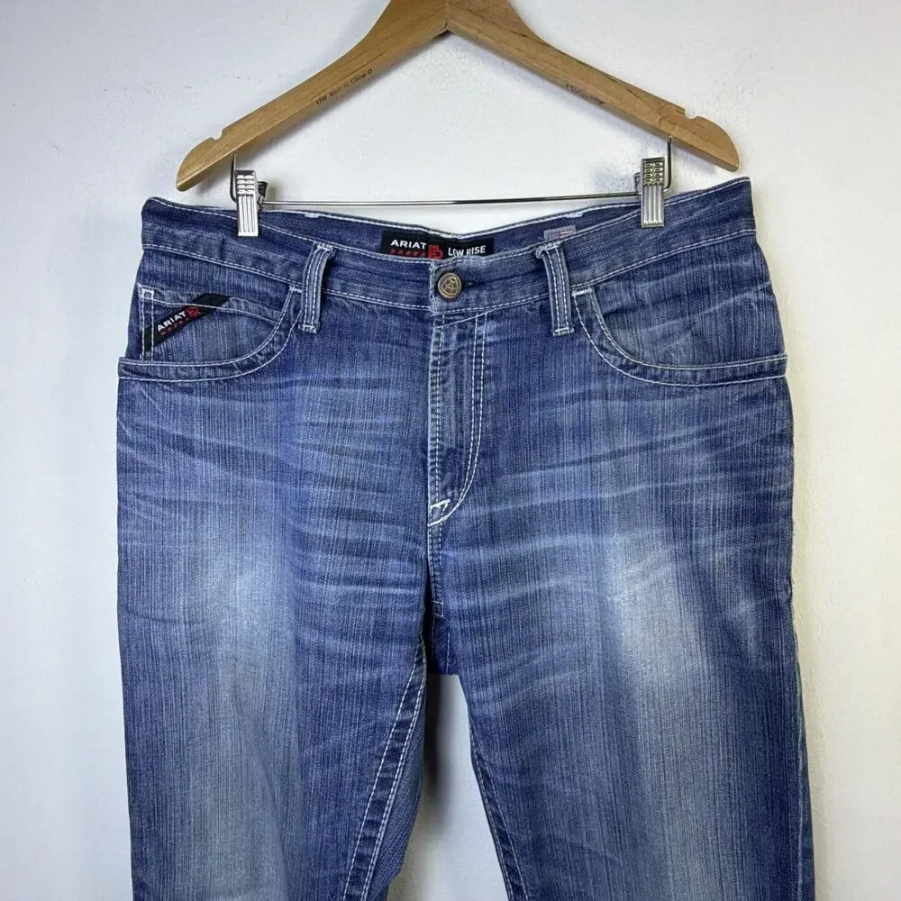 Ariat Jeans Mens 34 x 30 Blue M4 Bootcut Western Denim distressed work FR